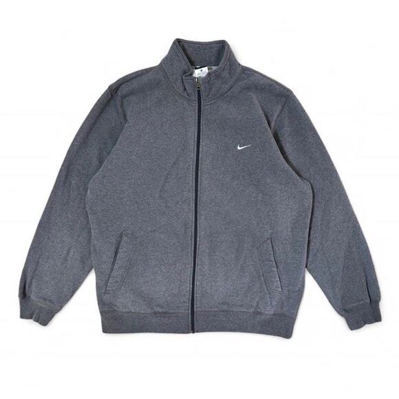 Y2K Nike Gray Zip Up Sweatshirt Embroidered Swoosh Size XL - Picture 1 of 6